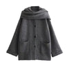 French Scarf Short Knitted Overcoat Coat