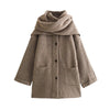 French Scarf Short Knitted Overcoat Coat