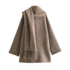 French Scarf Short Knitted Overcoat Coat