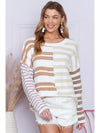 Color Block Drop Shoulder Pullover Striped Sweater