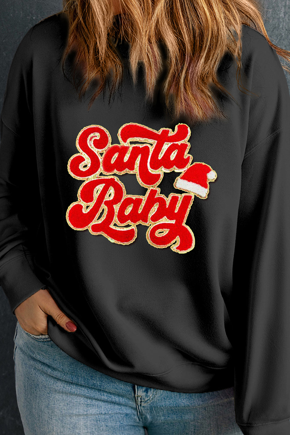 Racing Red Christmas Santa Baby Crewneck Plus Size Sweatshirt