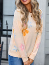 Angel Wings Flower Round Neck Dropped Shoulder Sweater - Cocoa Yacht Club