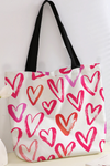 Bright Pink Valentines Heart Pattern Canvas Tote Bag