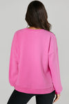 Bonbon Solid O Neck High Low Hem Pullover Sweatshirt