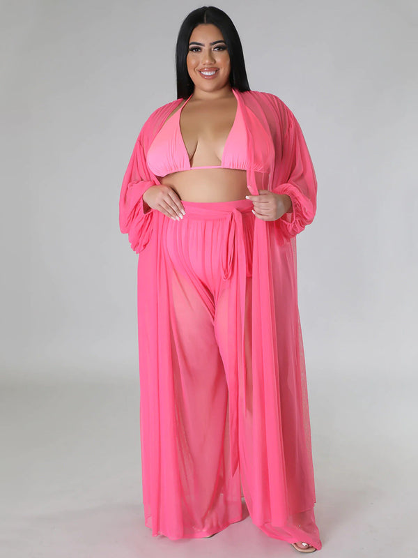 Solid Batwing Sleeve Long Top & Pants