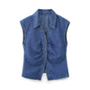 Pleated Denim Vest Top