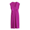Solid Pleated Drape Maxi Dress