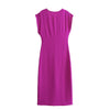 Solid Pleated Drape Maxi Dress