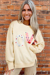 Apricot LOVE Side Slits Crew Neck Oversized Sweatshirt