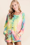 BiBi Tie Dye Terry Hoodie with Kangaroo Pocket