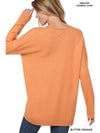 HI-LOW GARMENT DYED V-NECK FRONT SEAM SWEATER