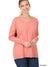 HI-LOW GARMENT DYED V-NECK FRONT SEAM SWEATER