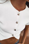 Women Solid Color Simple Knit Loose Casual Short Top