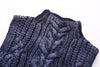 Eight Strand Knitted Metallic Stand Collar Casual Knitted Vest Jacket