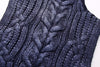 Eight Strand Knitted Metallic Stand Collar Casual Knitted Vest Jacket
