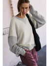 Yellow Color Block Thumbhole Sleeve Drop Shoulder Sweatshirt