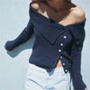 Irregular Asymmetric Collar Side Button Sweater