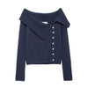 Irregular Asymmetric Collar Side Button Sweater