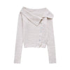 Irregular Asymmetric Collar Side Button Sweater