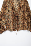 Leopard Ruffled Long Sleeve Loose Top