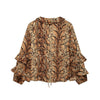 Leopard Ruffled Long Sleeve Loose Top