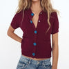 Button Jewelry Knitted Shirt