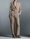 Draping Blazer Straight Leg Pants Suit