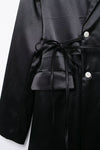 Double Breasted Drape Blazer Straight Leg Pants Suit