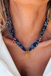 Bluing Boho Print Coral Pendent Scarf Necklace