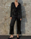 Double Breasted Vertical Blazer Straight Leg Pants Suit