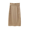 Suede Texture Effect Paper Bag Midi Skirt