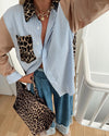 Retro Loose Casual Leopard Contrast Shirt