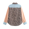 Retro Loose Casual Leopard Contrast Shirt