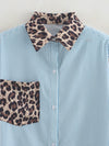 Retro Loose Casual Leopard Contrast Shirt