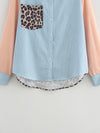 Retro Loose Casual Leopard Contrast Shirt