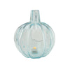 11" Transparent Light Blue Glass Pumpkin Shaped Pillar Candle Holder