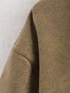 Suede Leather Top Collared Two Color Short Coat