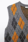 V neck Sleeveless Diamond Pattern Jacquard Knitted Vest