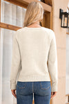 Camel Buttoned Cuffs Raglan Sleeve Knit Sweater