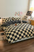 Beige 4Pcs Plaid Print Cotton Bed Set