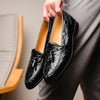 Ostrich Tassel Loafer, Black