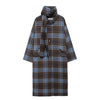 Scarf Collar Long Sleeve Wool Plaid Coat