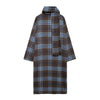 Scarf Collar Long Sleeve Wool Plaid Coat