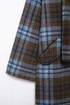 Scarf Collar Long Sleeve Wool Plaid Coat