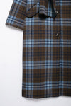 Scarf Collar Long Sleeve Wool Plaid Coat