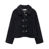 Casual Polo Collar Faux Sheepskin Short Coat