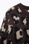 Animal Jacquard Faux Fur Knitted Coat