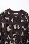 Animal Jacquard Faux Fur Knitted Coat