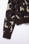 Animal Jacquard Faux Fur Knitted Coat