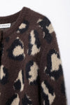 Animal Jacquard Faux Fur Knitted Coat